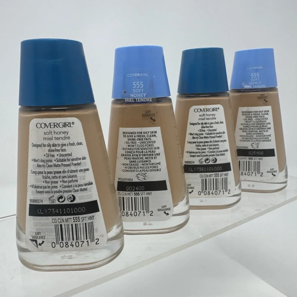 4 Covergirl Clean Matte Face Liquid Foundation Make Up #555 Soft Honey